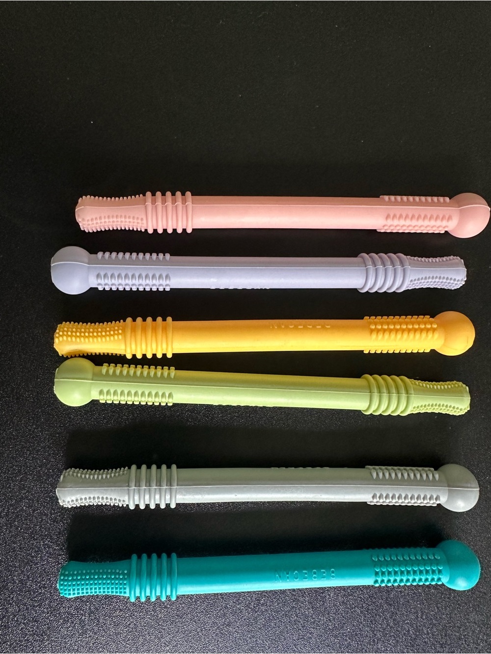 Set of 6 Silicone Teethers in Pastel Colors